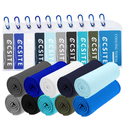 CSITE 4 Pack Cooling Towels (47"x12") for Neck and Face, Ice Towel for Hot Weather, Soft Breathable Chilly Gym Towels, Microfiber Towel for Work Out, Yoga, Running, Camping & More Activities