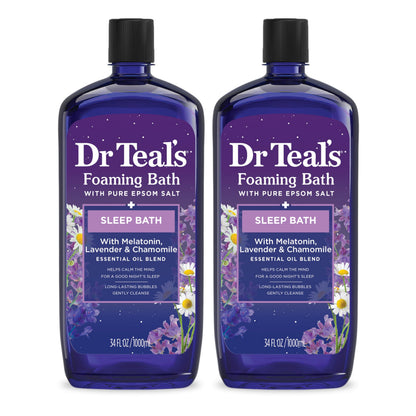 Dr Teal's Foaming Bath with Pure Epsom Salt, Soothe & Sleep with Lavender, 34 fl oz (Pack of 2)