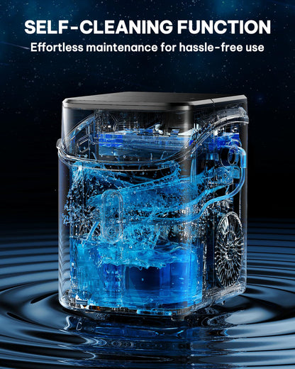 Silonn Ice Maker Countertop, Portable Ice Machine with Carry Handle, Self-Cleaning Ice Makers with Basket and Scoop, 9 Cubes in 6 Mins, 26 lbs per Day, Ideal for Home, Kitchen, Camping, RV