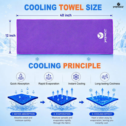 YQXCC 4 Pack Cooling Towels (40"x12"), Ice Cool Neck Towel, Soft Breathable Microfiber for Gym, Yoga, Golf, Running, Camping & All Hot Weather Activities