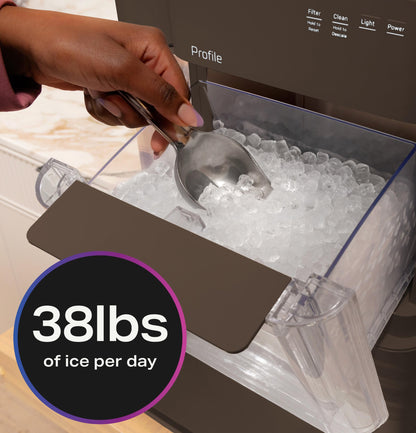 GE Profile Opal Ultra, Countertop Nugget Ice Maker, 1 Gal XL Side Tank, *Amazon Exclusive*, 38 lbs/Day, Pebble Pellet Crushed Ice Machine, WiFi Stainless Steel