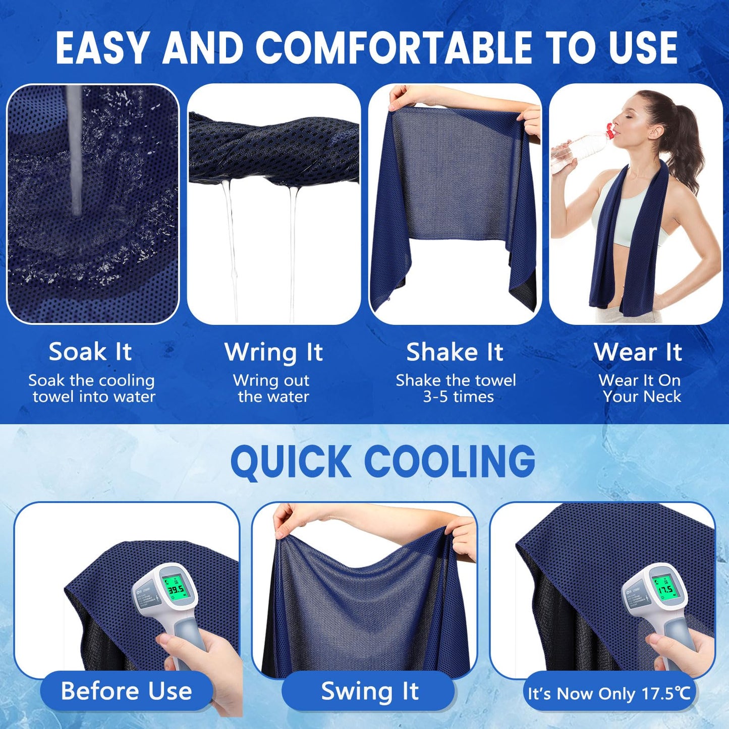 Hosuly 30 Pack Cooling Towels 40"x12" Cooling Neck Wraps Soft Breathable Chilly Towel Ice Towels Microfiber Workout Towel for Yoga Sport Running Workout Gym Camping Fitness Activities(Orange)