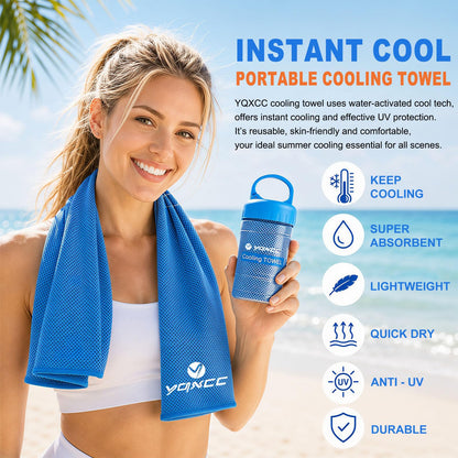 YQXCC 2 Pack Cooling Towels (47"x12"), Ice Cool Neck Towel, Soft Breathable Microfiber for Yoga, Golf, Gym, Running, Camping & Hot Weather