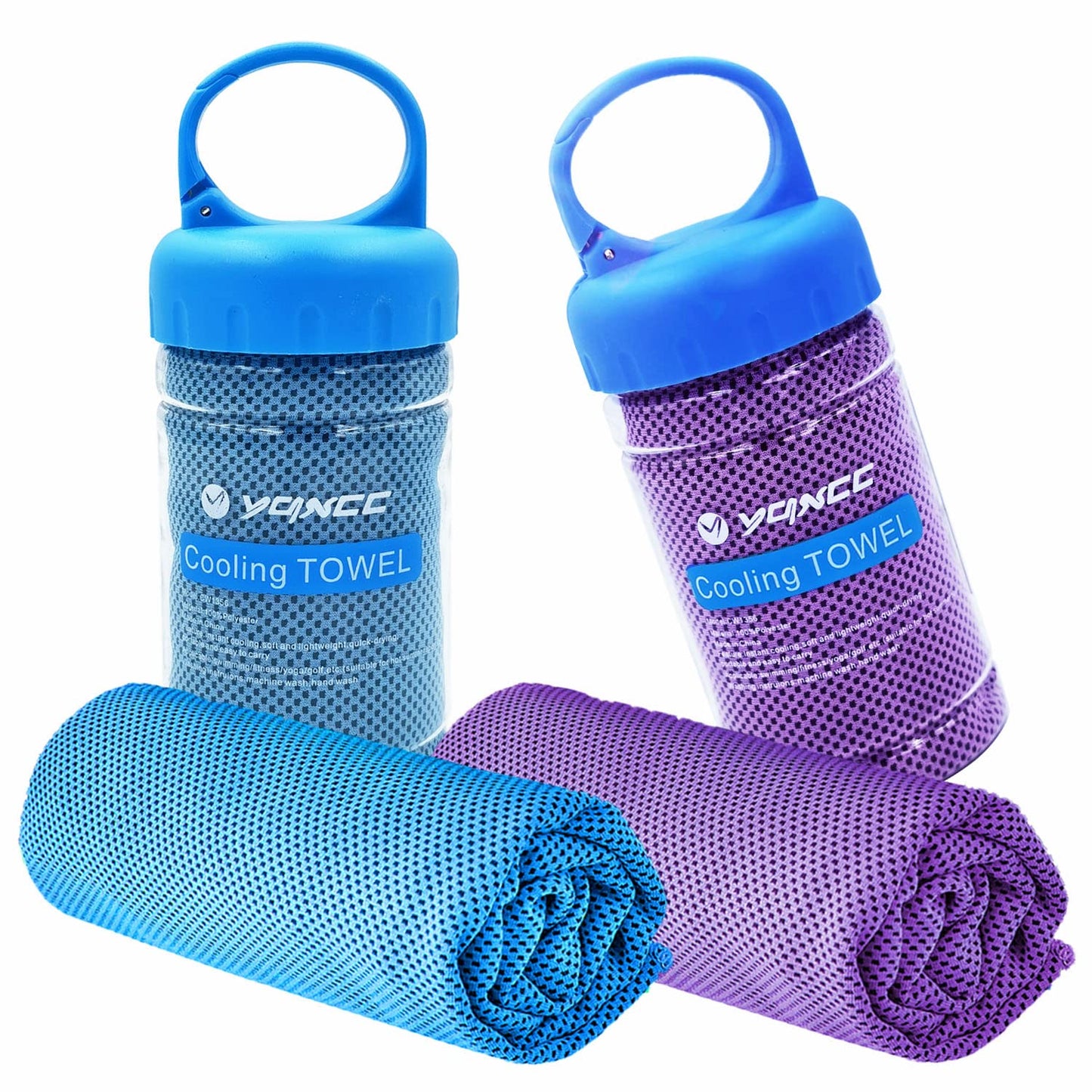 YQXCC 2 Pack Cooling Towels (47"x12"), Ice Cool Neck Towel, Soft Breathable Microfiber for Yoga, Golf, Gym, Running, Camping & Hot Weather
