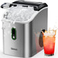 Nugget Ice Maker Countertop, Silonn Chewable Pellet Ice Machine with Self-Cleanin Function, 36lbs/24H Portable Ice Makers for Home Kitchen Officce, Black