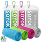 4 Packs Cooling Towel, 40" x 12" Microfiber Cooling Towels for Neck and Face, Soft Breathable Gym Towel for Working Out with Waterproof Bag & Carabiner, Sweat Towels for Running, Yoga, Travel, Climb