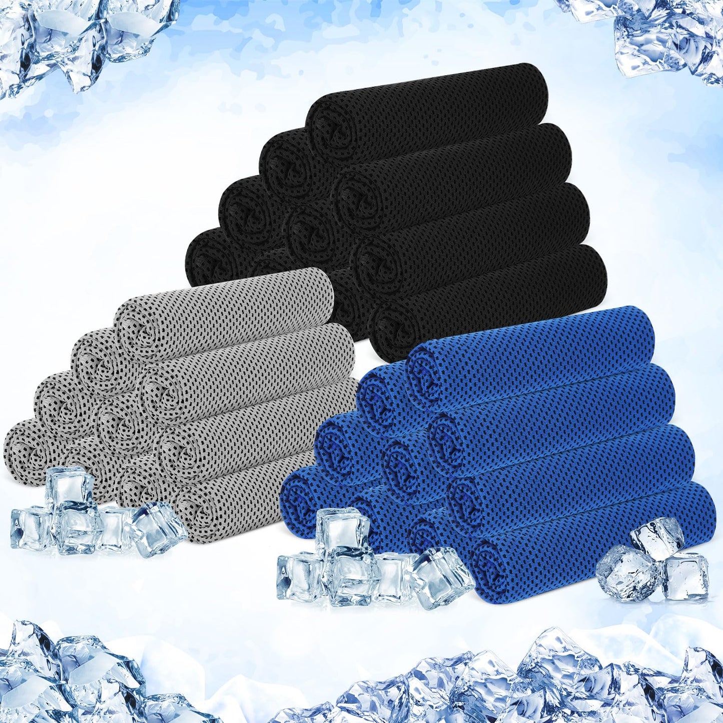 Hosuly 30 Pack Cooling Towels, 40"x12" Ice Breathable Soft Chilly Sweat Rag Microfiber Workout Rags for Gym Cooling Towels for Neck and Face for Yoga Golf Sport Running