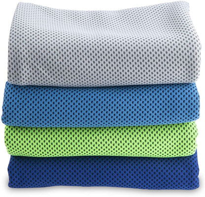 Cooling Towels (4 Pack) 40"x12" - Ice Towel for Neck & Face, Soft Microfiber Chilly Towel, Instant Cooling Relief for Sports, Gym, Yoga, Running, Golf, Camping & Outdoor Activities