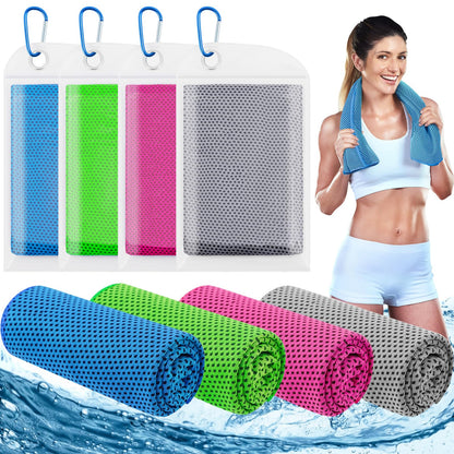 Leuceiy 4 Pack Cooling Towels (40"x12"), Cooling Towels for Neck and Face, Gym Towel for Working Out, Soft Breathable Microfiber Ice Towel for Yoga Sport Running Golf