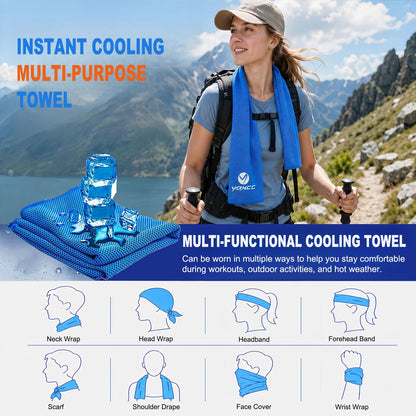 YQXCC 2 Pack Cooling Towels (47"x12"), Ice Cool Neck Towel, Soft Breathable Microfiber for Yoga, Golf, Gym, Running, Camping & Hot Weather