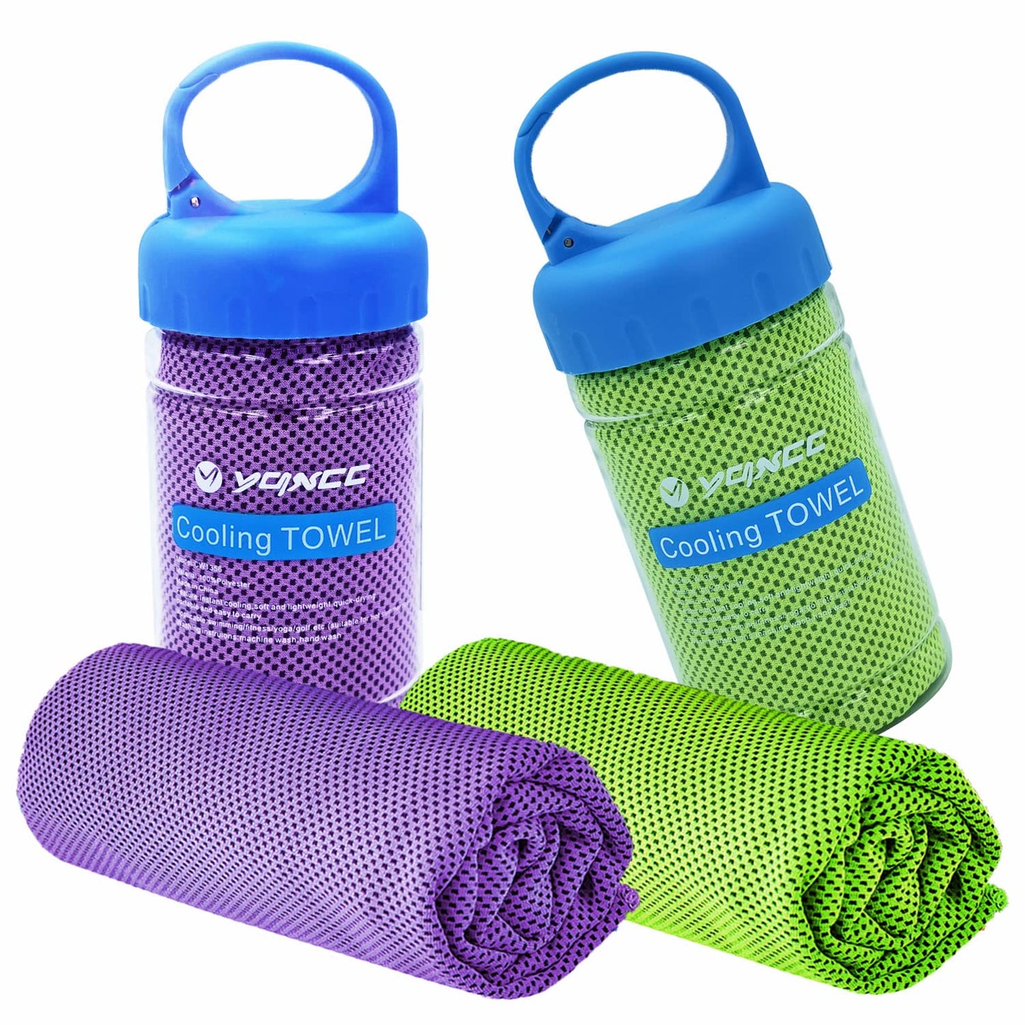 YQXCC 2 Pack Cooling Towels (47"x12"), Ice Cool Neck Towel, Soft Breathable Microfiber for Yoga, Golf, Gym, Running, Camping & Hot Weather
