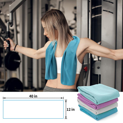 YESLIFE 4 Pack Cooling Towels (40"x12"), Gym Sweat Towels, Cooling Neck Wraps, Soft Breathable Microfiber Towels for Yoga, Running, Sport, Workout, Camping & More (Multicolor)