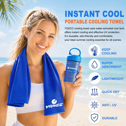 YQXCC 2 Pack Cooling Towels (47"x12"), Ice Cool Neck Towel, Soft Breathable Microfiber for Yoga, Golf, Gym, Running, Camping & Hot Weather