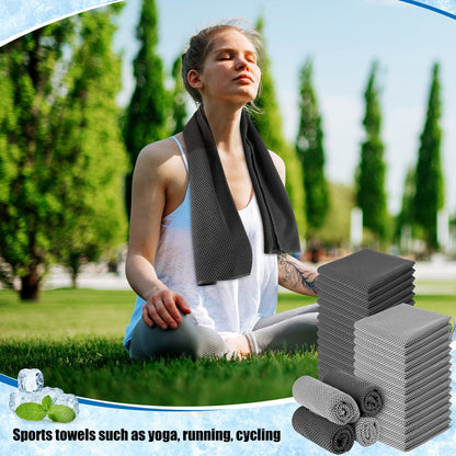 BBTO 100 Pack Cooling Towel - Microfiber Cold Sports Sweat Rags Neck & Face Breathable Ice Chilly Towel for Gym Yoga Golf Workout Beach Accessories