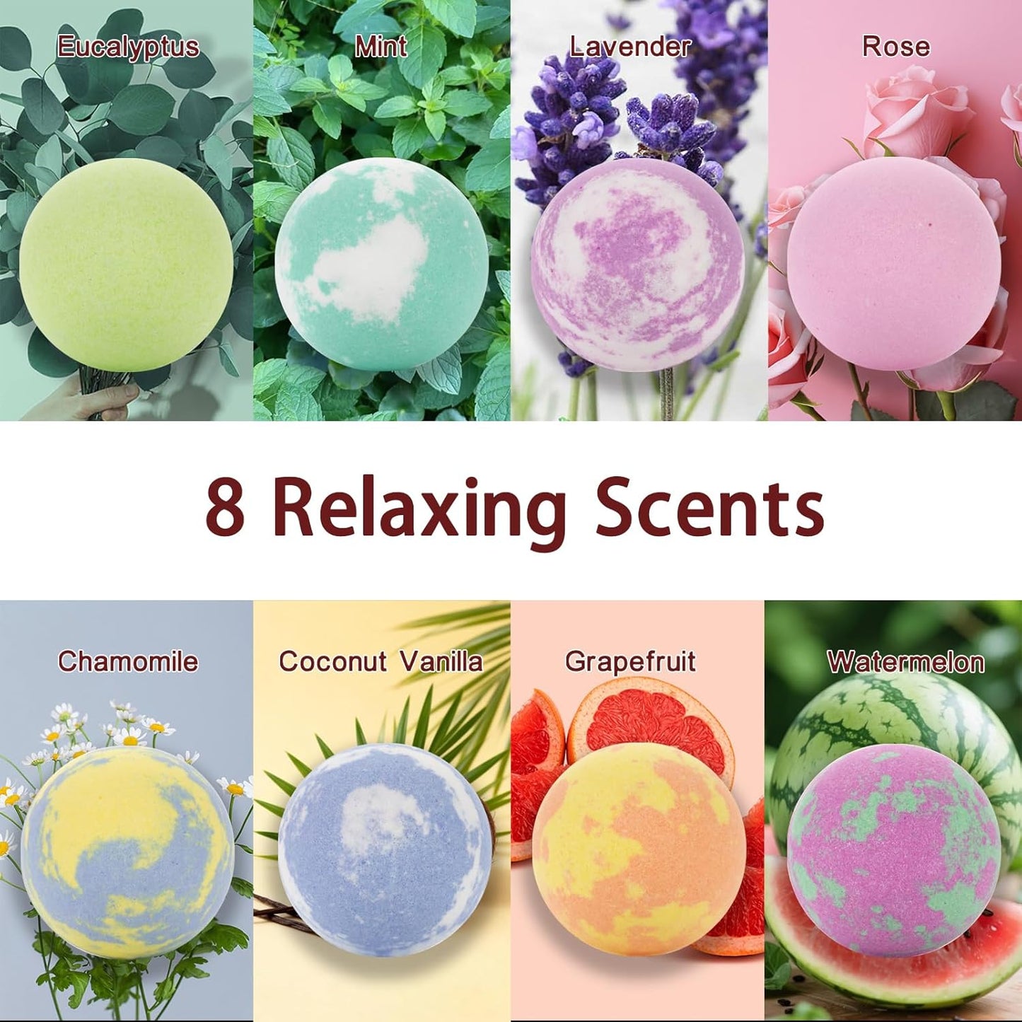 Bath Bomb Gift Set for Women, 8 Pcs Bath Bombs for Girls, Natural Bubble Bathbombs with Essential Oils, Self Care Gifts, Relaxation Spa Gift Basket,Birthday, Mothers Day Gifts for Mom, Wife,
