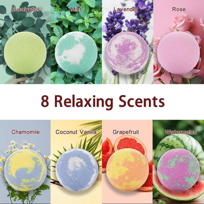 Bath Bomb Gift Set for Women, 8 Pcs Bath Bombs for Girls, Natural Bubble Bathbombs with Essential Oils, Self Care Gifts, Relaxation Spa Gift Basket,Birthday, Mothers Day Gifts for Mom, Wife,
