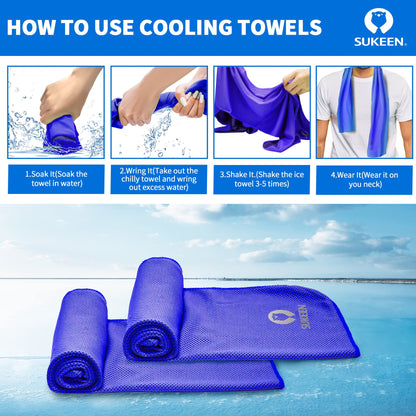 Sukeen [4 Pack Cooling Towel (40"x12"), Soft Breathable Chilly Microfiber Towel for Yoga,Sport,Running,Gym,Workout,Camping,Fitness,Workout & More Activities