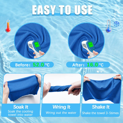 4 Packs Cooling Towel, 40" x 12" Microfiber Cooling Towels for Neck and Face, Soft Breathable Gym Towel for Working Out with Waterproof Bag & Carabiner, Sweat Towels for Running, Yoga, Travel, Climb