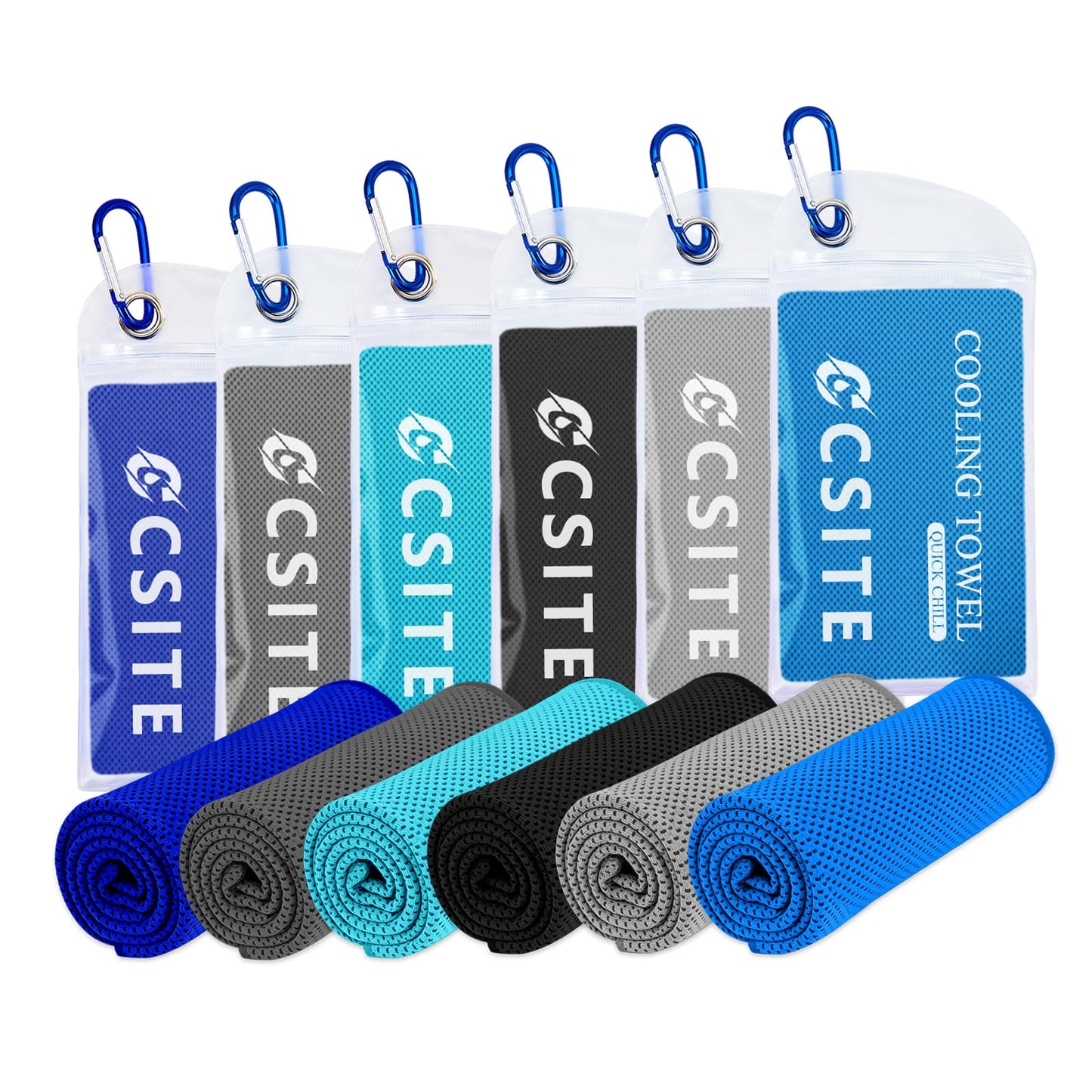 CSITE 4 Pack Cooling Towels (47"x12") for Neck and Face, Ice Towel for Hot Weather, Soft Breathable Chilly Gym Towels, Microfiber Towel for Work Out, Yoga, Running, Camping & More Activities