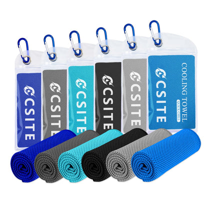 CSITE 4 Pack Cooling Towels (47"x12") for Neck and Face, Ice Towel for Hot Weather, Soft Breathable Chilly Gym Towels, Microfiber Towel for Work Out, Yoga, Running, Camping & More Activities