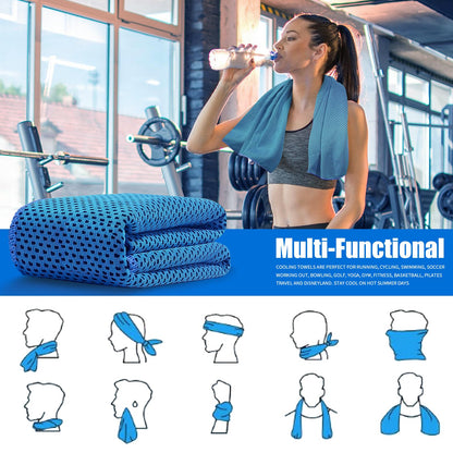 Leuceiy 4 Pack Cooling Towels (40"x12"), Cooling Towels for Neck and Face, Gym Towel for Working Out, Soft Breathable Microfiber Ice Towel for Yoga Sport Running Golf
