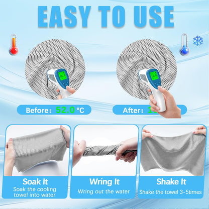 4 Packs Cooling Towel, 40" x 12" Microfiber Cooling Towels for Neck and Face, Soft Breathable Gym Towel for Working Out with Waterproof Bag & Carabiner, Sweat Towels for Running, Yoga, Travel, Climb