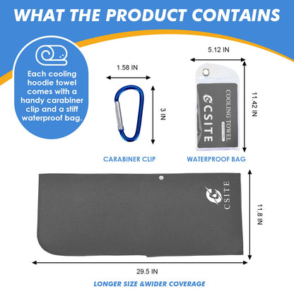 CSITE 3 Pack Cooling Hoodie Towels for Neck and Face, UPF 50 Sun Protection & Instant Cooling, Ice Towels for Hot Weather, Soft Breathable Towel for Sport, Work Out, Gym, Camping & More Activities