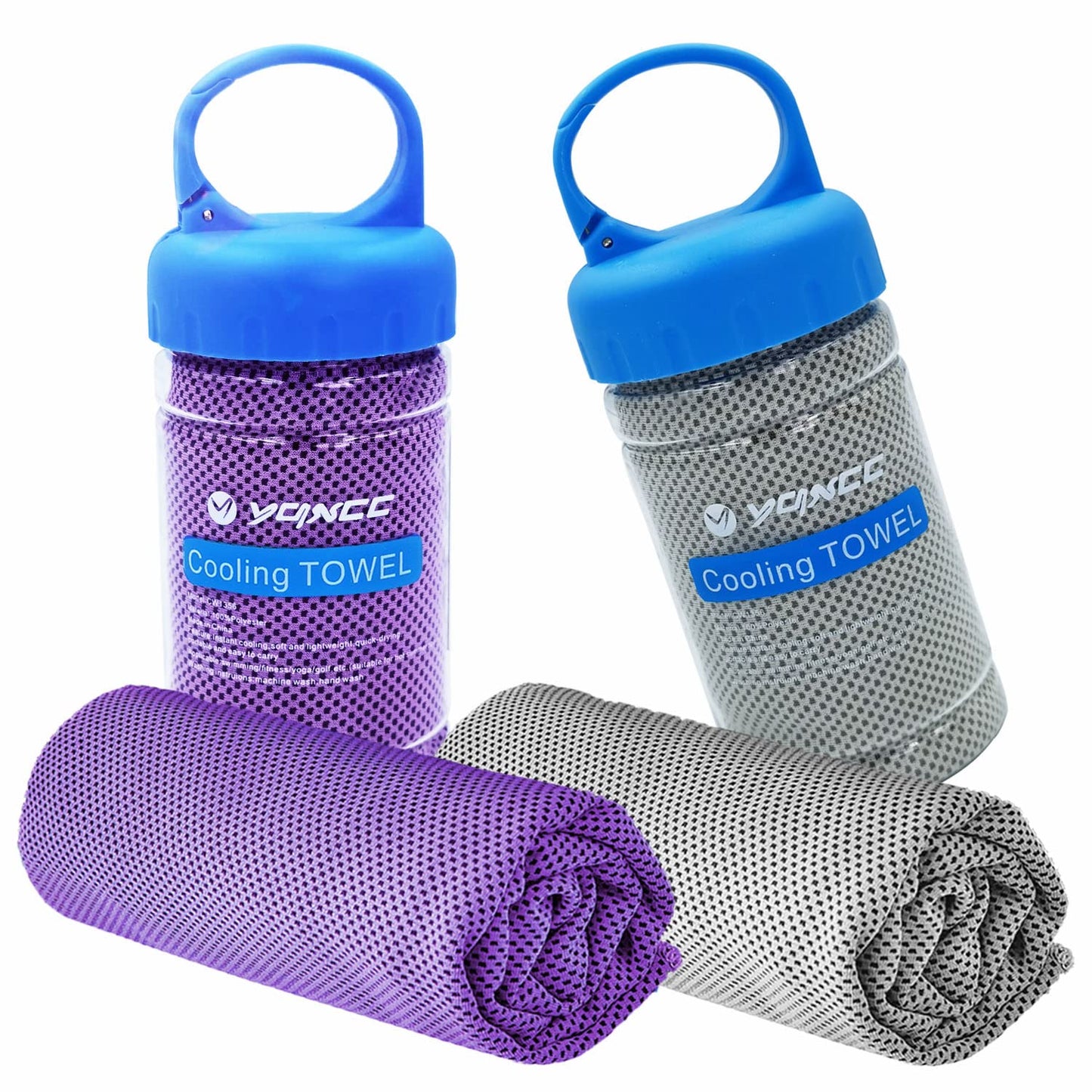 YQXCC 2 Pack Cooling Towels (47"x12"), Ice Cool Neck Towel, Soft Breathable Microfiber for Yoga, Golf, Gym, Running, Camping & Hot Weather