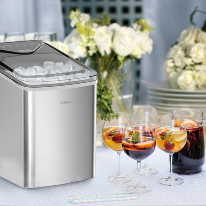 Nugget Ice Maker Countertop, Silonn Chewable Pellet Ice Machine with Self-Cleanin Function, 36lbs/24H Portable Ice Makers for Home Kitchen Officce, Black