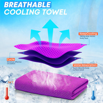 4 Pack Cooling Towels (40"x 12"), Soft Breathable Gym Towels, Outdoors Ice Towel for Neck and Face, Camp Essentials Microfiber Sweat Towels for Gym, Run, Yoga, Workout, Travel, Climb