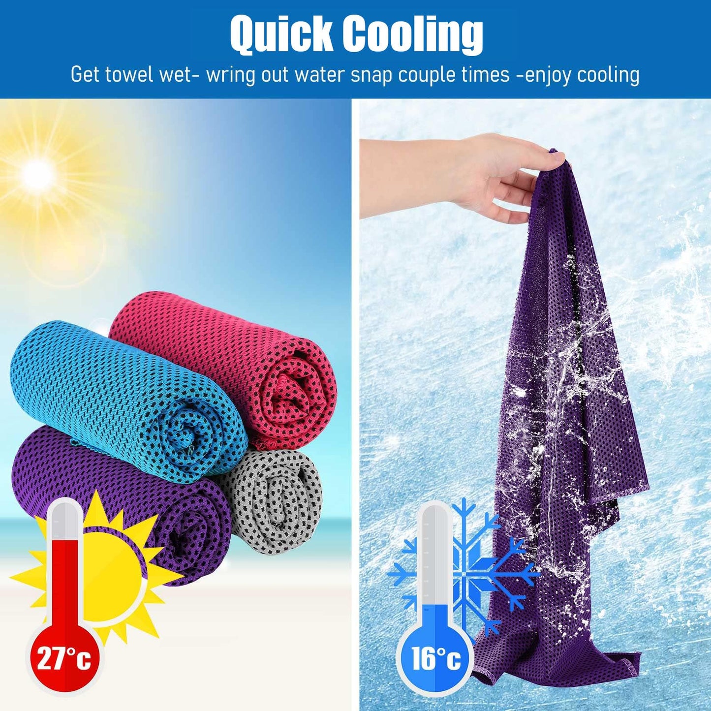 BBTO 100 Pack Cooling Towel - Microfiber Cold Sports Sweat Rags Neck & Face Breathable Ice Chilly Towel for Gym Yoga Golf Workout Beach Accessories