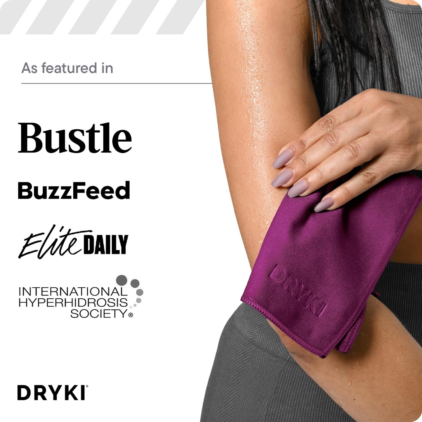 DRYKI Sweat Absorbing Handkerchiefs - The Original Pocket-Sized Sweat Towels - Quick-Dry Microfiber Sweat Rags for Face, Hands, & Body - Men & Women - Gym, Sports, and Work (Black: 5 Pack)