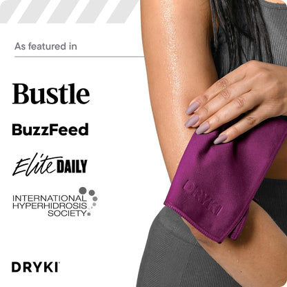 DRYKI Sweat Absorbing Handkerchiefs - The Original Pocket-Sized Sweat Towels - Quick-Dry Microfiber Sweat Rags for Face, Hands, & Body - Men & Women - Gym, Sports, and Work (Black: 5 Pack)