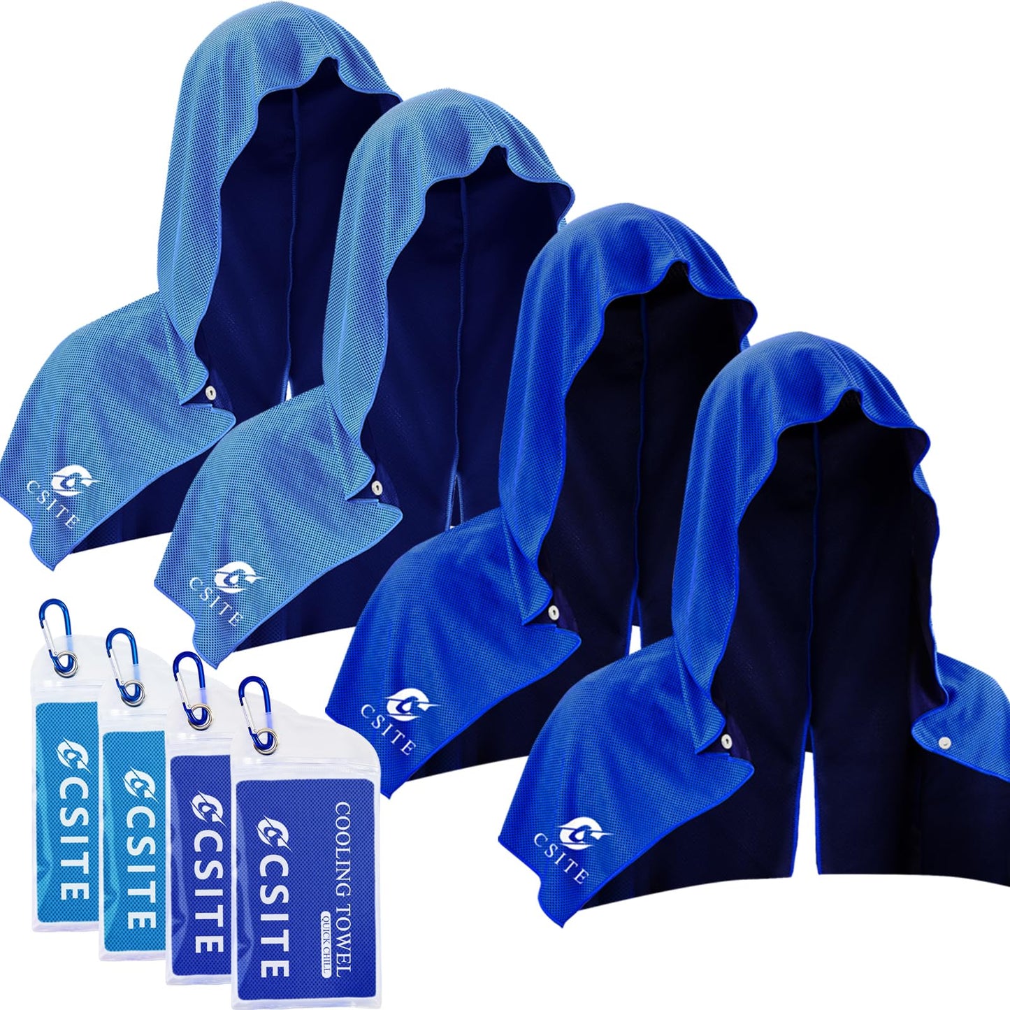 CSITE 3 Pack Cooling Hoodie Towels for Neck and Face, UPF 50 Sun Protection & Instant Cooling, Ice Towels for Hot Weather, Soft Breathable Towel for Sport, Work Out, Gym, Camping & More Activities