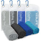 YESLIFE 4 Pack Cooling Towels (40"x12"), Gym Sweat Towels, Cooling Neck Wraps, Soft Breathable Microfiber Towels for Yoga, Running, Sport, Workout, Camping & More (Multicolor)