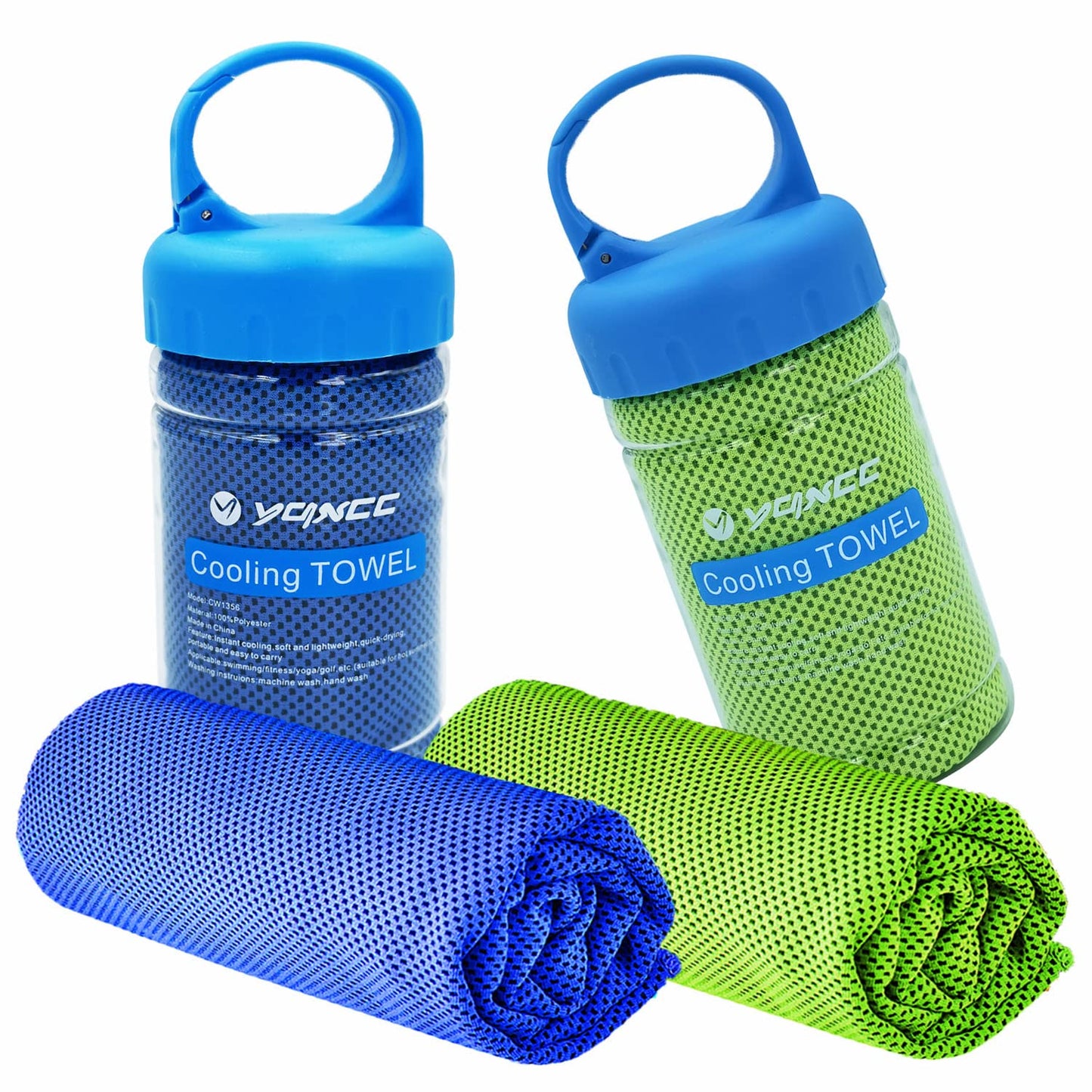YQXCC 2 Pack Cooling Towels (47"x12"), Ice Cool Neck Towel, Soft Breathable Microfiber for Yoga, Golf, Gym, Running, Camping & Hot Weather
