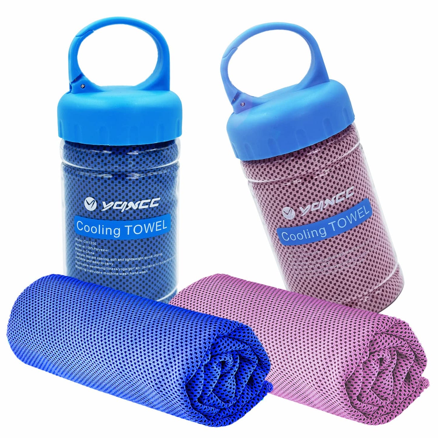YQXCC 2 Pack Cooling Towels (47"x12"), Ice Cool Neck Towel, Soft Breathable Microfiber for Yoga, Golf, Gym, Running, Camping & Hot Weather
