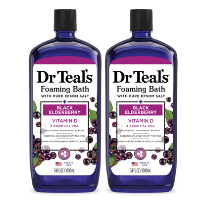 Dr Teal's Foaming Bath with Pure Epsom Salt, Soothe & Sleep with Lavender, 34 fl oz (Pack of 2)