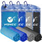 YQXCC 4 Pack Cooling Towels (47"x12"), Ice Cool Neck Towel, Soft Breathable Microfiber for Yoga, Golf, Gym, Running, Camping & Hot Weather