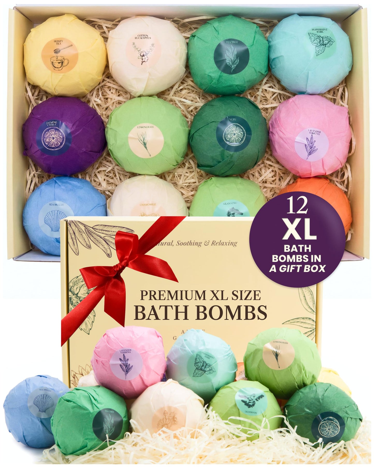 XXXL Bath Bombs for Women Gift Set, 7 Pack, Spa Scents, Adelegourdain | 7 Scents - Arrives in Gift Box - XXXL (200g) - Long-lasting Fizz & Scent - Non-Staining - For Birthdays, Mothersday and More