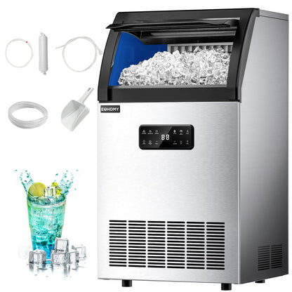 EUHOMY Commercial Ice Maker Machine, 100lbs/24H Stainless Steel Under Counter ice Machine with 33lbs Ice Storage Capacity, Freestanding Ice Maker.