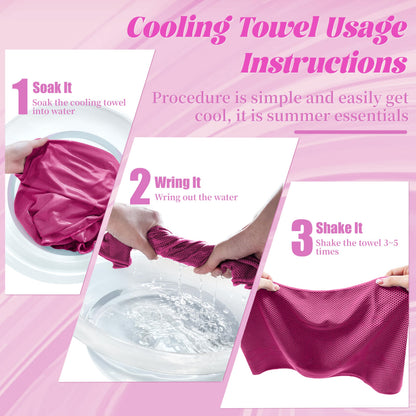 4 Pack Cooling Towels, Soft Breathable Cooling Towels for Neck and Face, Microfiber Gym Towels for Men and Women with Waterproof Bag & Carabiner, Sweat Towel for Yoga, Golf, Hiking, Running