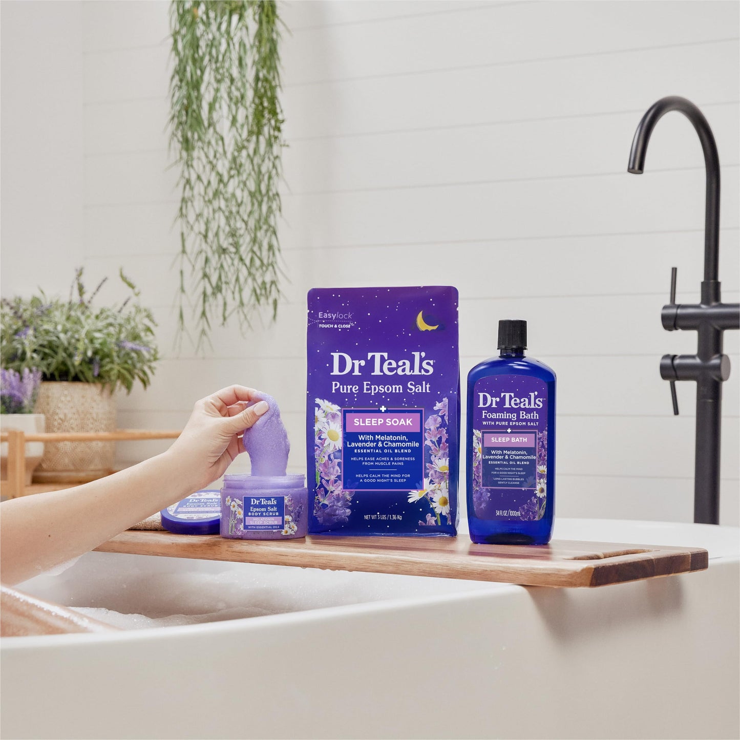 Dr Teal's Foaming Bath with Pure Epsom Salt, Soothe & Sleep with Lavender, 34 fl oz (Pack of 2)