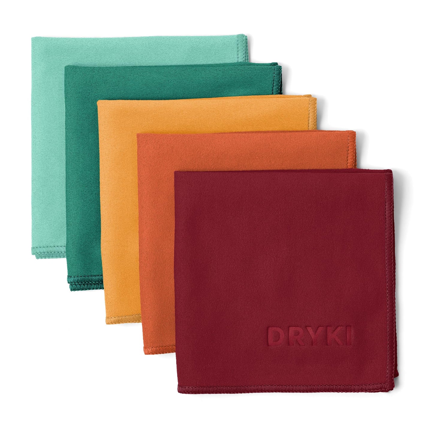 DRYKI Sweat Absorbing Handkerchiefs - The Original Pocket-Sized Sweat Towels - Quick-Dry Microfiber Sweat Rags for Face, Hands, & Body - Men & Women - Gym, Sports, and Work (Black: 5 Pack)