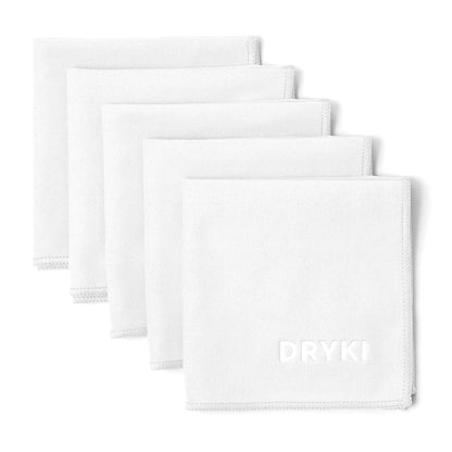 DRYKI Sweat Absorbing Handkerchiefs - The Original Pocket-Sized Sweat Towels - Quick-Dry Microfiber Sweat Rags for Face, Hands, & Body - Men & Women - Gym, Sports, and Work (Black: 5 Pack)