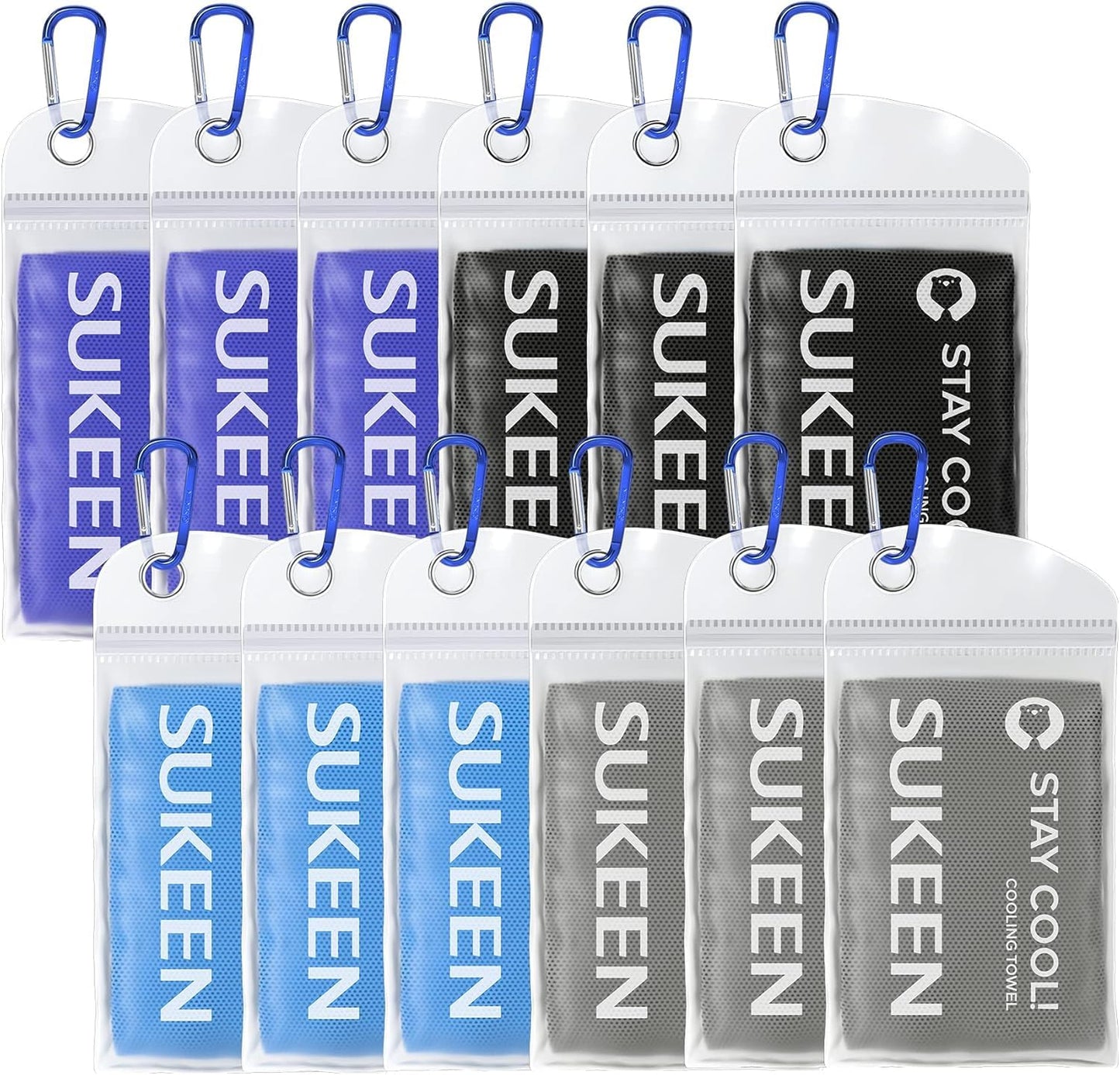 Sukeen 8 Pack Cooling Towels (40"x12"), Cooling Towels for Neck and Face, Microfiber Soft Breathable Chilly Ice Towel, Sweat Towel for Gym, Yoga, Sports, Golf, Camping, Running, Fitness, Workout