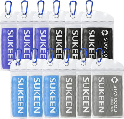 Sukeen 8 Pack Cooling Towels (40"x12"), Cooling Towels for Neck and Face, Microfiber Soft Breathable Chilly Ice Towel, Sweat Towel for Gym, Yoga, Sports, Golf, Camping, Running, Fitness, Workout