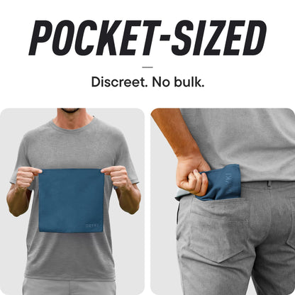 DRYKI Sweat Absorbing Handkerchiefs - The Original Pocket-Sized Sweat Towels - Quick-Dry Microfiber Sweat Rags for Face, Hands, & Body - Men & Women - Gym, Sports, and Work (Black: 5 Pack)