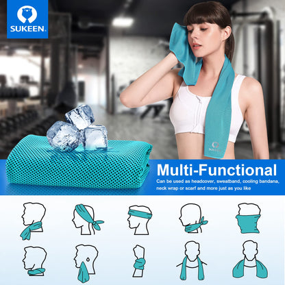 Sukeen 4 Pack Cooling Towels (40"x12"),Ice Towel,Soft Breathable Chilly Towel,Microfiber Towel for Yoga,Sport,Running,Gym,Workout,Camping,Fitness,Workout & More Activities