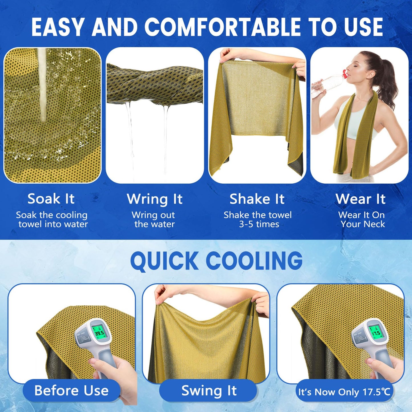Hosuly 30 Pack Cooling Towels 40"x12" Cooling Neck Wraps Soft Breathable Chilly Towel Ice Towels Microfiber Workout Towel for Yoga Sport Running Workout Gym Camping Fitness Activities(Orange)
